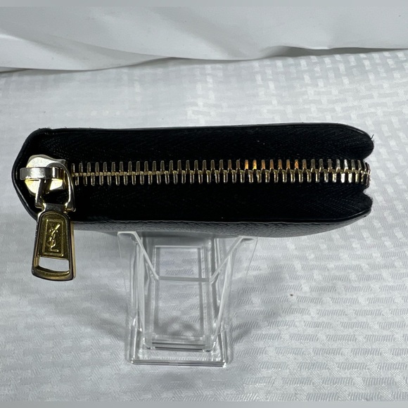 1140: Saint Laurent YSL Black Zip Around Leather Wallet - Picture 6 of 9
